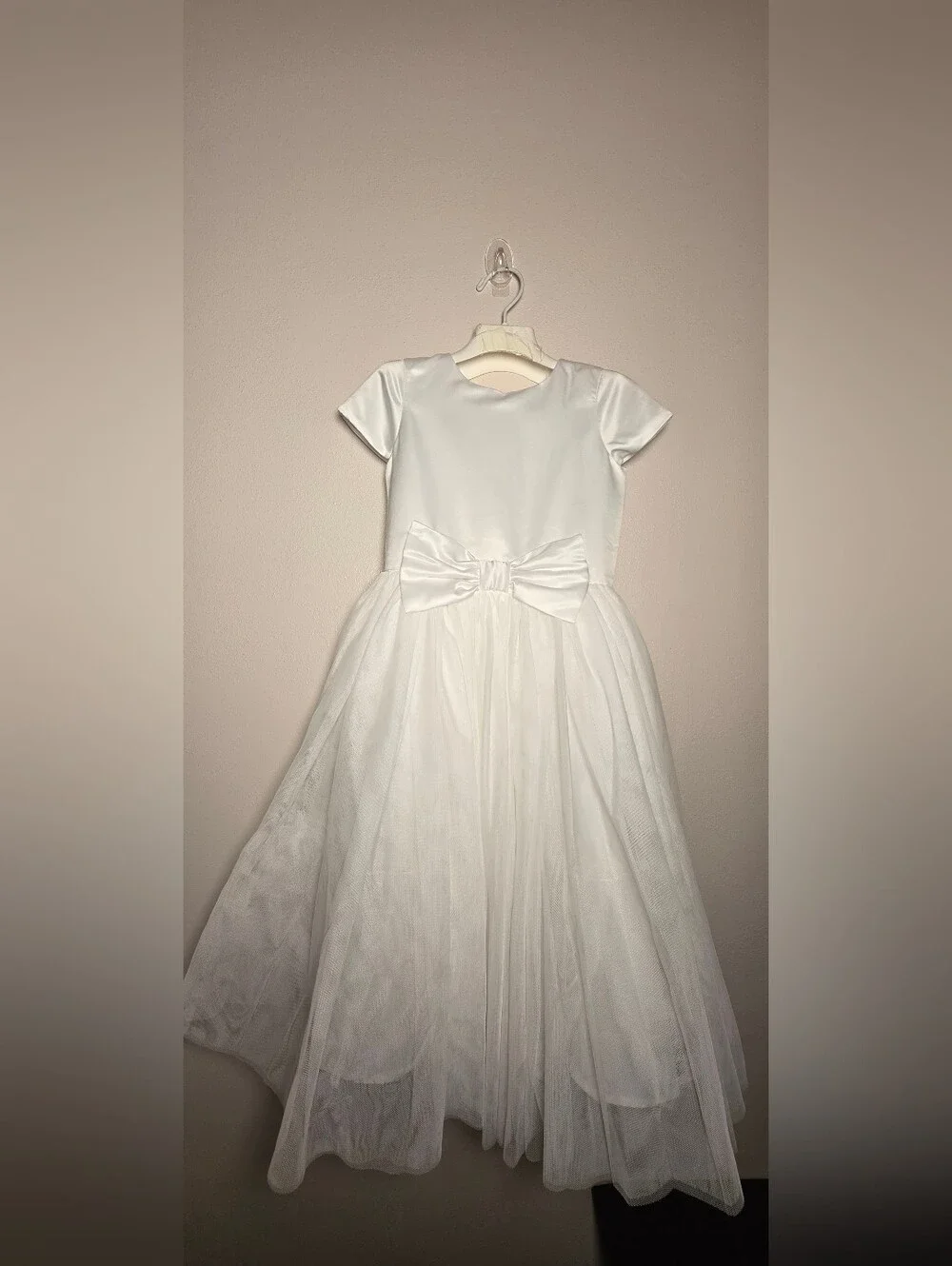 Gymboree White Satin & Tulle Dress with Waist Bow
